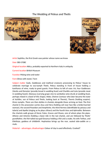 OCR Classical Civilisation A level Greek Art pottery profiles (H408/24