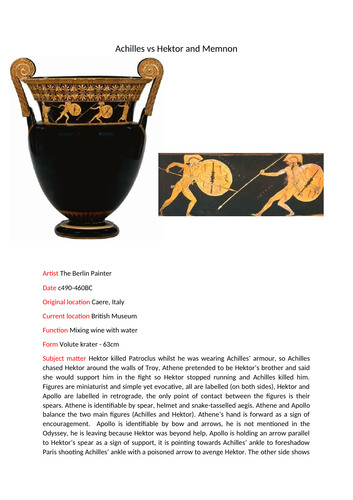 OCR Classical Civilisation A level Greek Art pottery profiles (H408/24