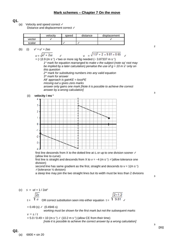 A level Physics - Mechanics and materials (Chapter 7) Kinematics - On the move - Assessment