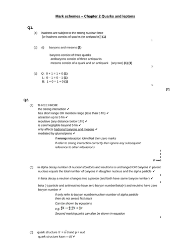 A level Physics - Particles and radiation (Chapter 2) Particles physics  - Assessment