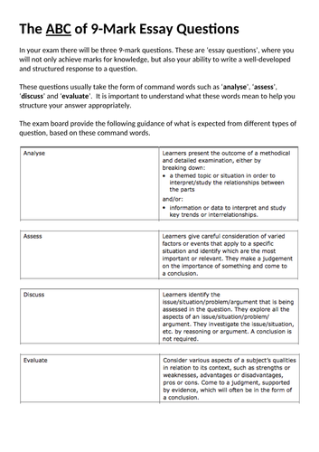 ABC Guide to 9-mark Questions (BTEC L3 Applied Psychology Unit 1 ...