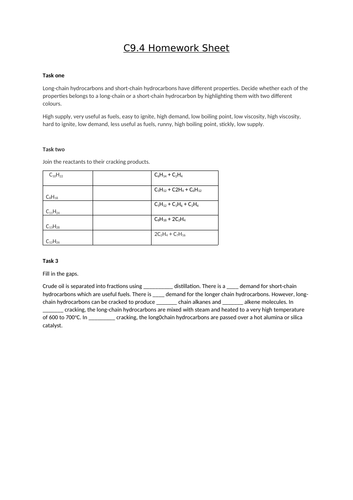 AQA GCSE Chemistry (9-1) C9.4 Cracking hydrocarbons FULL LESSON