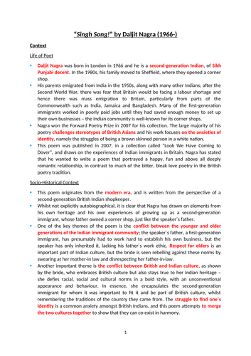 14-singh-song-by-daljit-nagra-grade-9-poem-notes-aqa-english