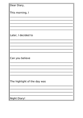 KS2 Diary Entry Template Teaching Resources