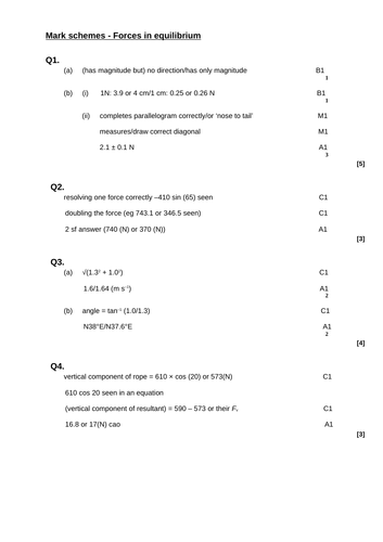 A level Physics - Mechanics and materials (Chapter 6) Forces in equilibrium - Assessment