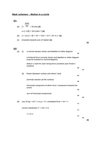 A level Physics - Further mechanics and thermal physics (Chapter 17) Motion in a circle - Assessment