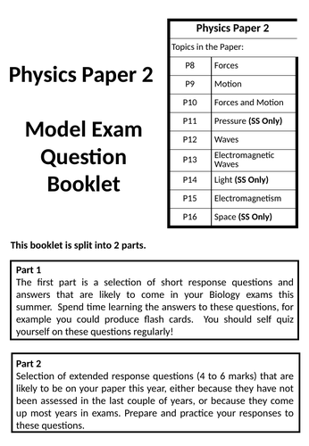 physics paper two topics