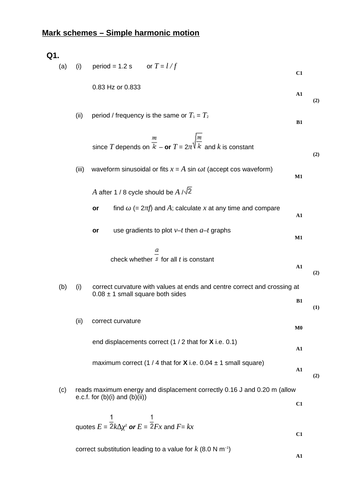 A level Physics - Further mechanics  (Chapter 18) Simple harmonic motion - Assessment