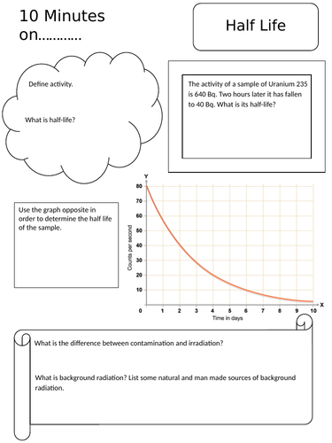 Physics 10 minutes on.... half life | Teaching Resources