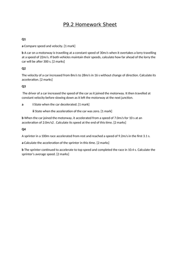 AQA GCSE Physics (9-1) P9.2 Velocity and acceleration FULL LESSON