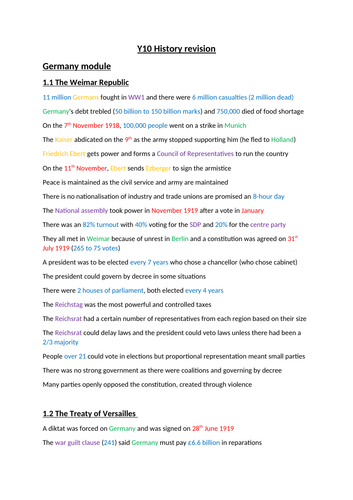 Edexcel GCSE History - Weimar and Nazi Germany | Teaching Resources