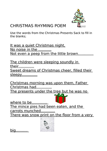 Christmas Rhyming Poem Resource | Teaching Resources