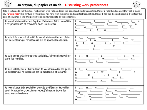 GCSE Studio French Mod 7 One Pen One Dice