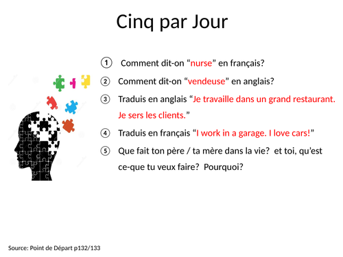 Studio GCSE French Mod 7 Retrieval Activities