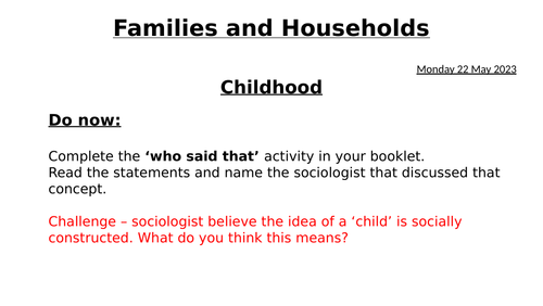 AQA Sociology - Family and Households - UPDATED 2023