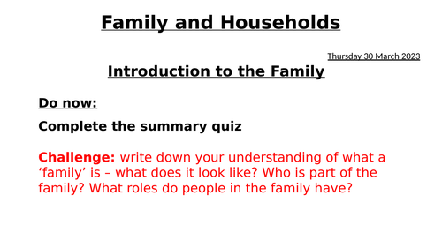 Functionalism and the Family -  AQA A level Sociology - UPDATED 2023