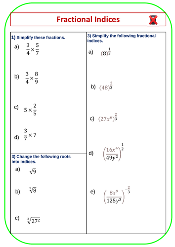 Simplifying Fractional Indices