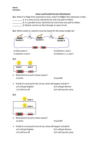 Series and Parallel Circuits - Worksheet | Distance Learning