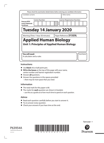 btec-nationals-applied-human-biology-past-papers-and-mark-schemes-teaching-resources