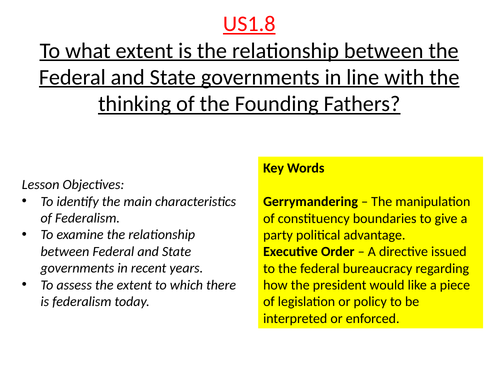 Edexcel - Politics: US Constitution - Federal vs State