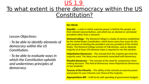 Edexcel - Politics: US Constitution - Democracy & the US Constitution