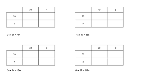 Year 5 WRM - 2-digit by 2-digit Written Multiplication (Area Model) Worksheet