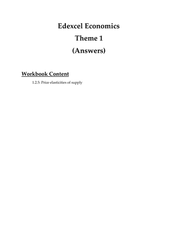 Edexcel Economics Theme 1: 1.2.5 Price elasticities of supply