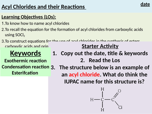 Acyl Chlorides and Their Reactions | Teaching Resources