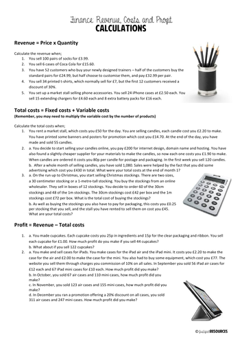 gcse-economics-ocr-igcse-revenue-costs-profit-teaching-resources