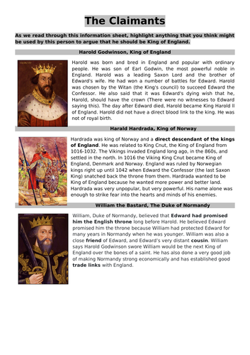 KS3 History Scheme of Work - 1066 + The Norman Conquest