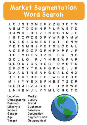 Market Segmentation - Word Search