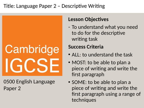 igcse descriptive writing coursework examples