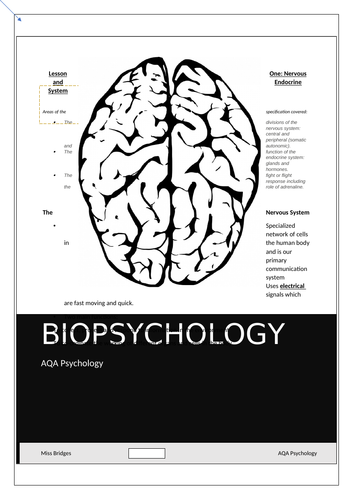 Biopsychology AQA Booklet | Teaching Resources
