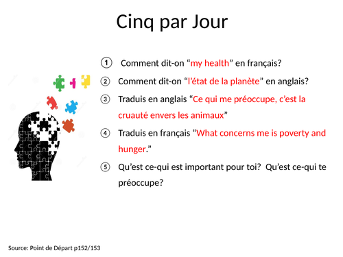 Studio GCSE French Mod 8 Retrieval Activities