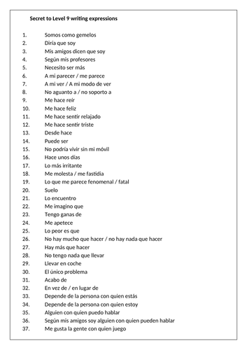 Secret to Level 9 writing in Spanish | Teaching Resources