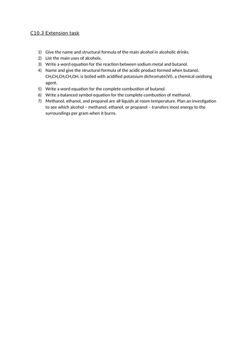 AQA GCSE CHEMISTRY (9-1) - C10.3 Reactions and uses of alcohols FULL LESSON