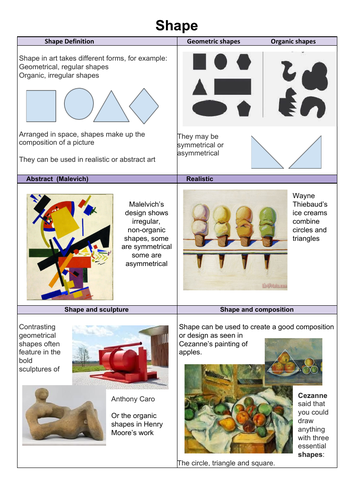 The Visual Elements : Basic guide sheets for students KS 3-4. Pack of 7 ...