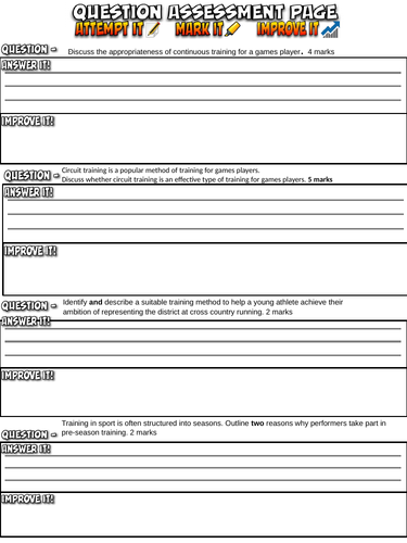 AQA GCSE PE short exam q's - Training