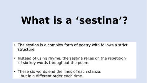 How to write a sestina (poetry) | Teaching Resources