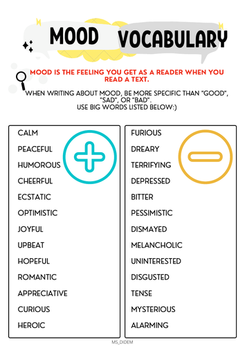 MOOD VOCABULARY | Teaching Resources