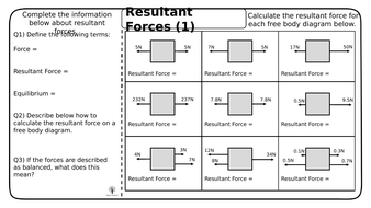 GCSE Physics - Resultant Forces Worksheets | Teaching Resources
