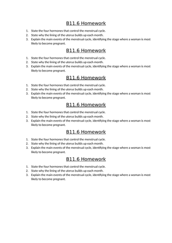 AQA GCSE Biology (9-1) B11.6 Hormones and the menstrual cycle FULL LESSON