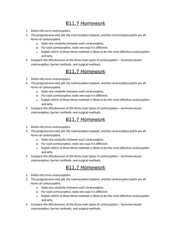 AQA GCSE Biology (9-1) B11.7 The artificial control of fertility FULL LESSON