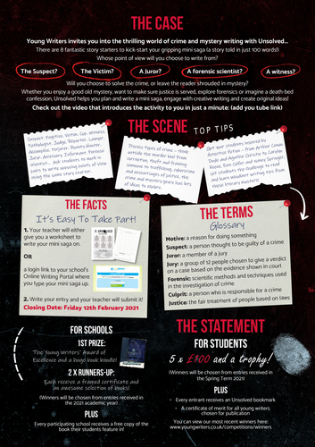 Unsolved Crime & Mystery Mini Saga Writing Activity & Resources ...