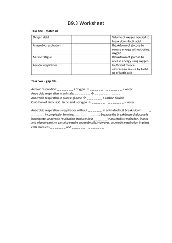 AQA GCSE Biology (9-1) B9.3 Anaerobic respiration FULL LESSON ...