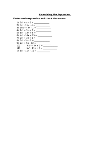 FACTORISING THE EXPRESSION