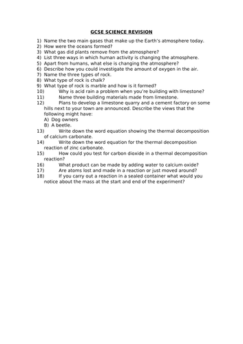 GCSE SCIENCE REVISION - C1 TOPIC 1 & 2