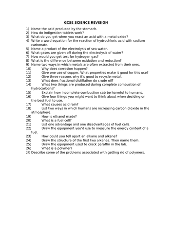 GCSE SCIENCE REVISION - C1 TOPIC 3, 4 & 5