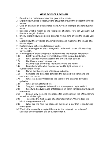 GCSE SCIENCE REVISION - P1 TOPICS 1, 2 & 3