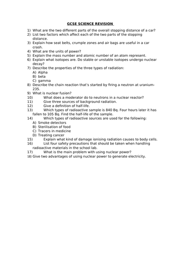 GCSE SCIENCE REVISION - P2 TOPIC 4,5 & 6